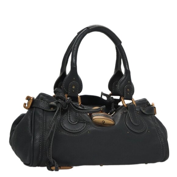 Chloe Handbags - Chloe Paddington Hand Bag Leather Navy Gold Silver Auth